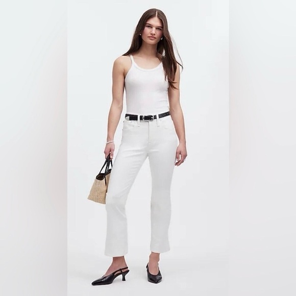 Madewell Mid-Rise White Kick Out Jeans 26 - Picture 1 of 13